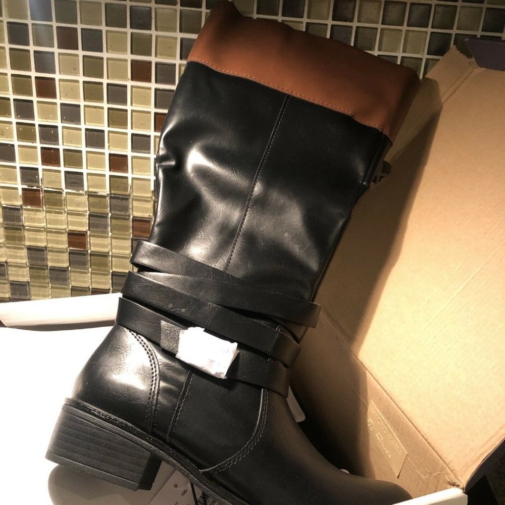 St Johns Bay Womens Douglas Riding Boots Block Heel 7.5M Retail $80